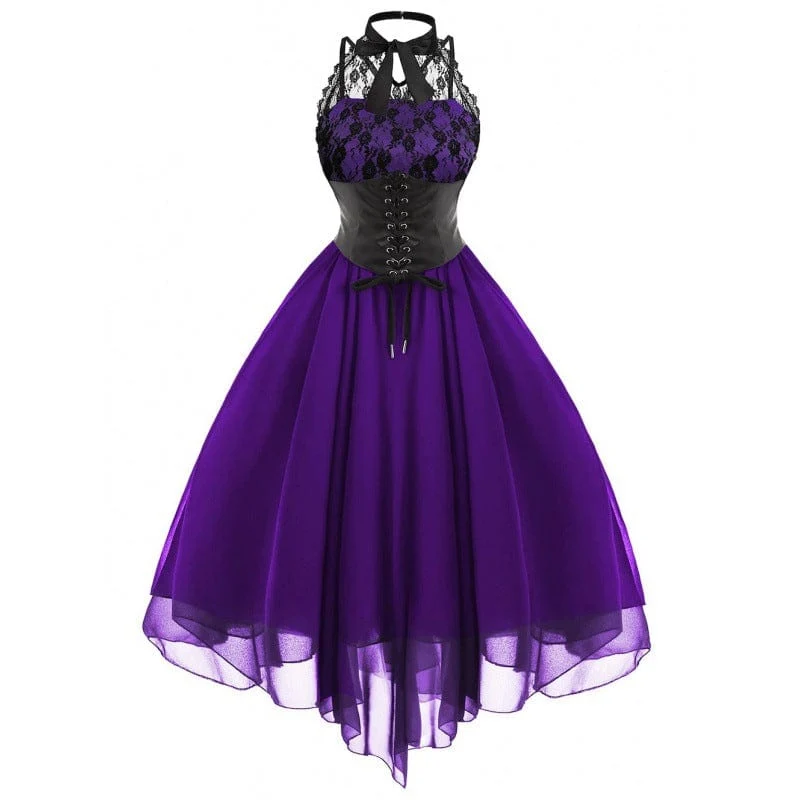 Gothic-Partykleid mit Spitzenbesatz für Damen