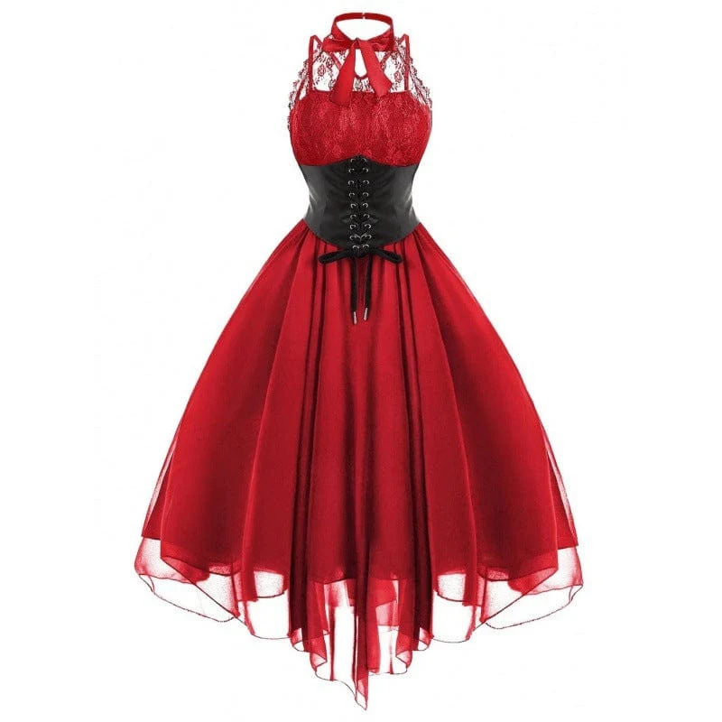 Gothic-Partykleid mit Spitzenbesatz für Damen