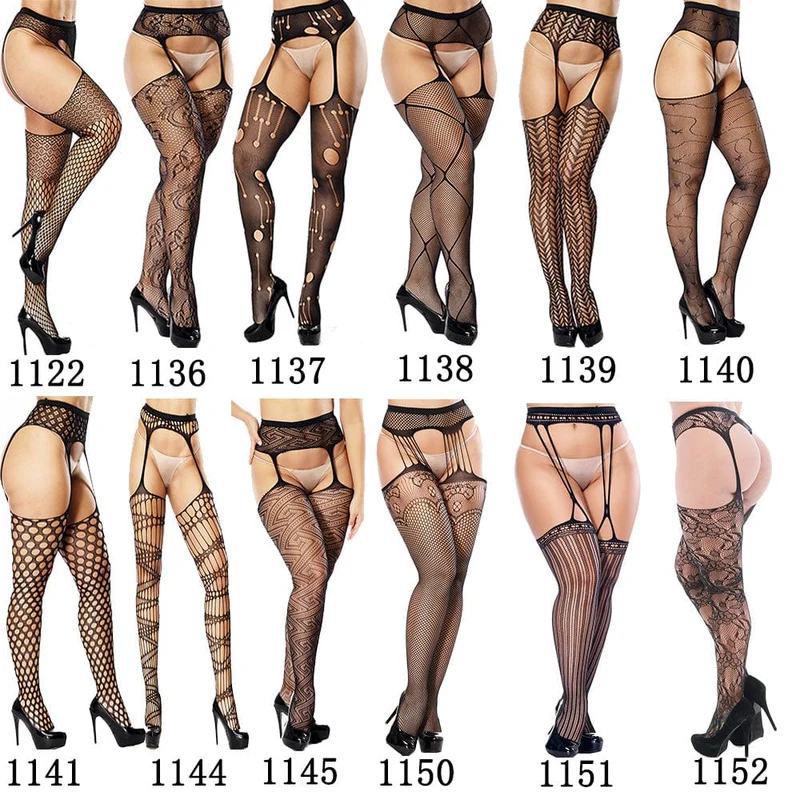 Strumpfhosenstrümpfe mit Gothic-Ausschnitt und Spitze für Damen