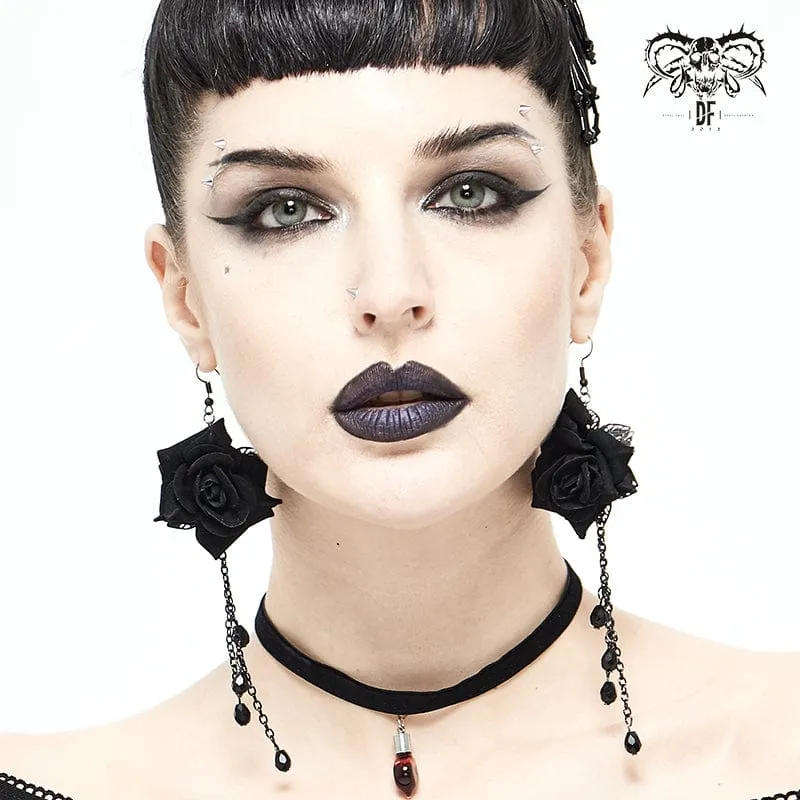 Gothic Schwarze Rosenohrringe für Damen