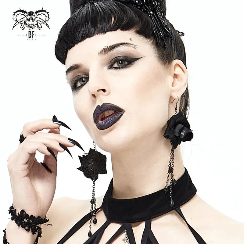 Gothic Schwarze Rosenohrringe für Damen