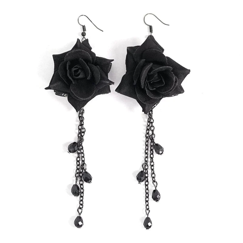 Gothic Schwarze Rosenohrringe für Damen