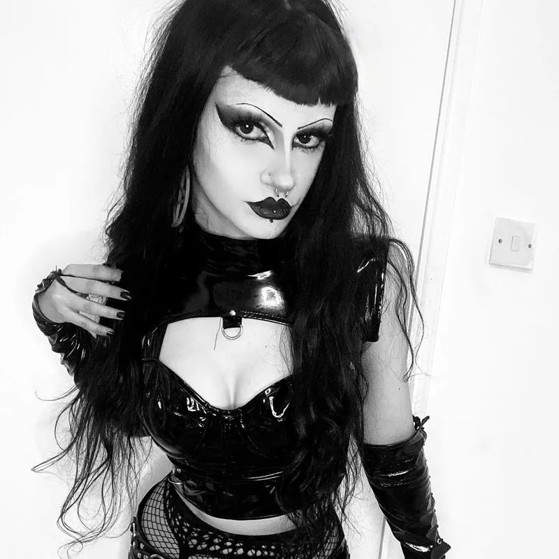 Punk Neckholder-Bustier aus Lackleder für Damen