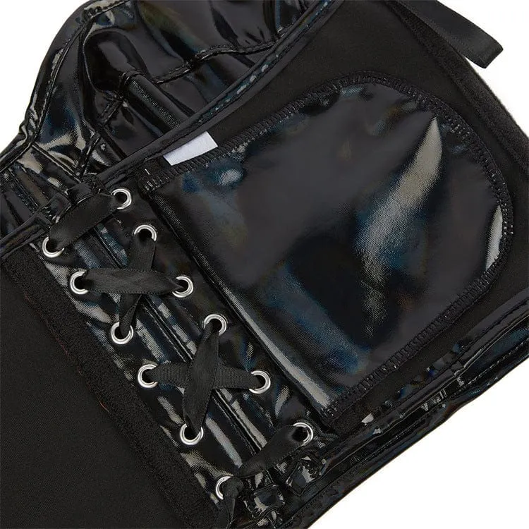 Punk Neckholder-Bustier aus Lackleder für Damen