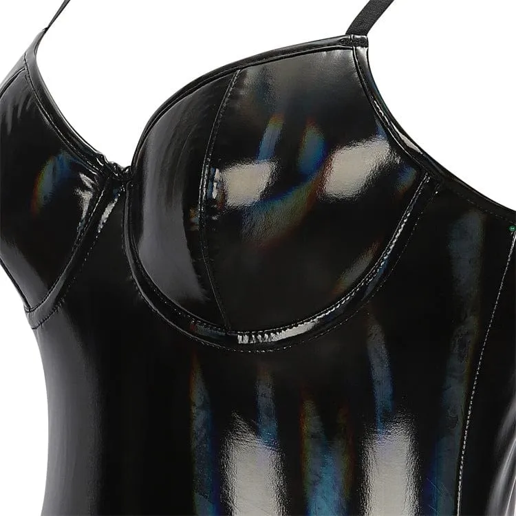 Punk-Badeanzug aus Lackleder für Damen