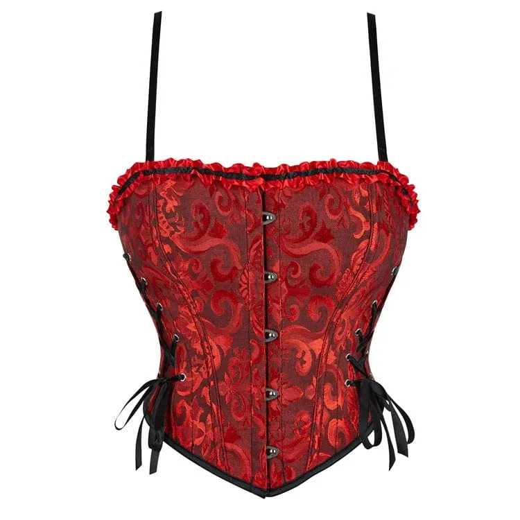 Gothic-Rüschen-Überbrustkorsett für Damen mit Schnürung
