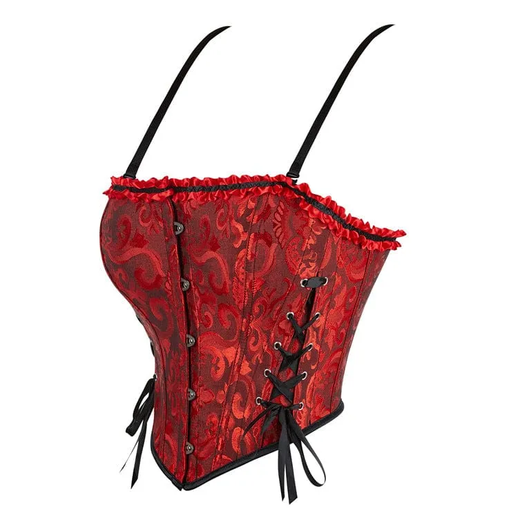 Gothic-Rüschen-Überbrustkorsett für Damen mit Schnürung