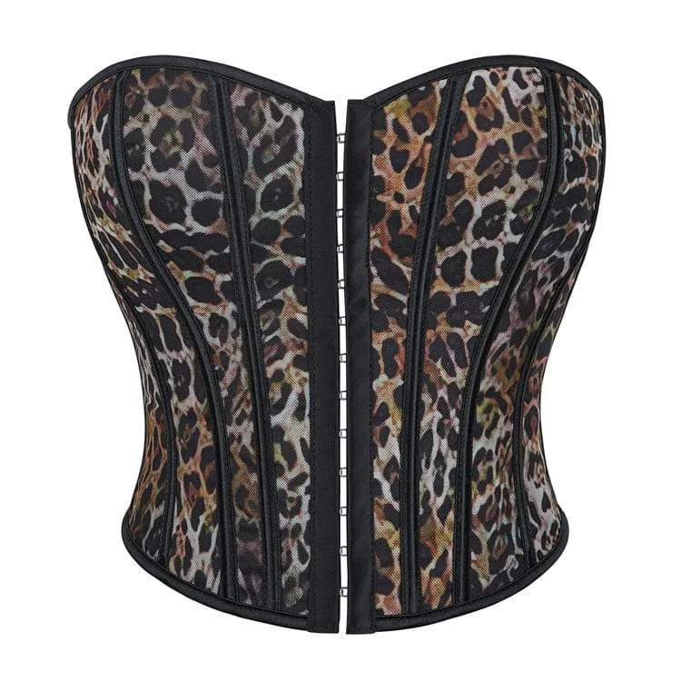 Gothic-Überbrustkorsett mit Leopardenmuster für Damen