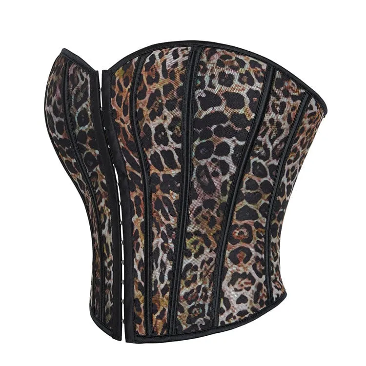 Gothic-Überbrustkorsett mit Leopardenmuster für Damen