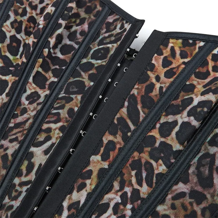 Gothic-Überbrustkorsett mit Leopardenmuster für Damen