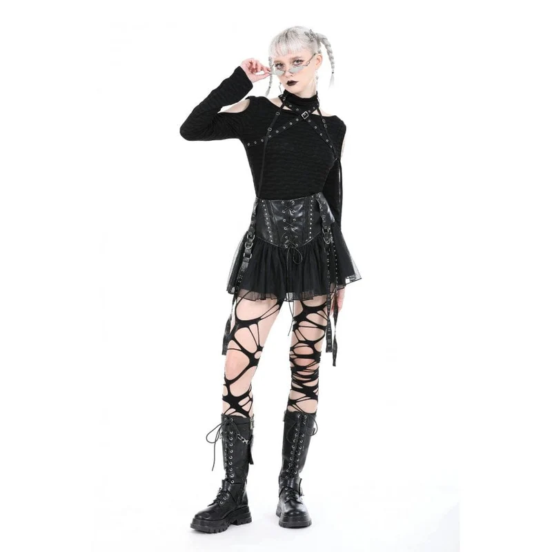 Punk-Rock aus Kunstleder mit Nieten für Damen