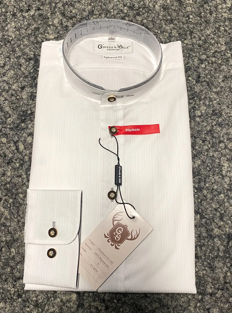 Trachtenhemd langarm G'weih & Silk weiß-grau