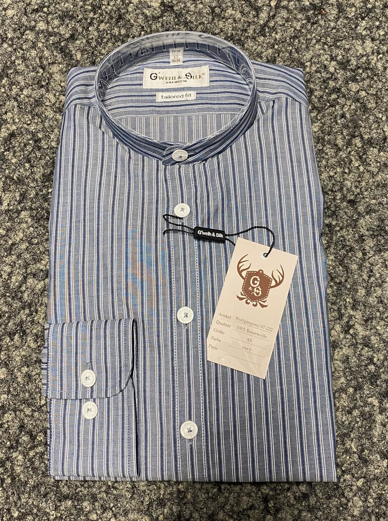 Trachtenhemd langarm G'weih & Silk navy gestreift