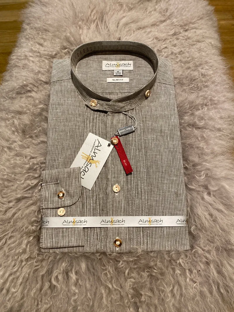 Trachtenhemd Langarm Slim Fit Coffee