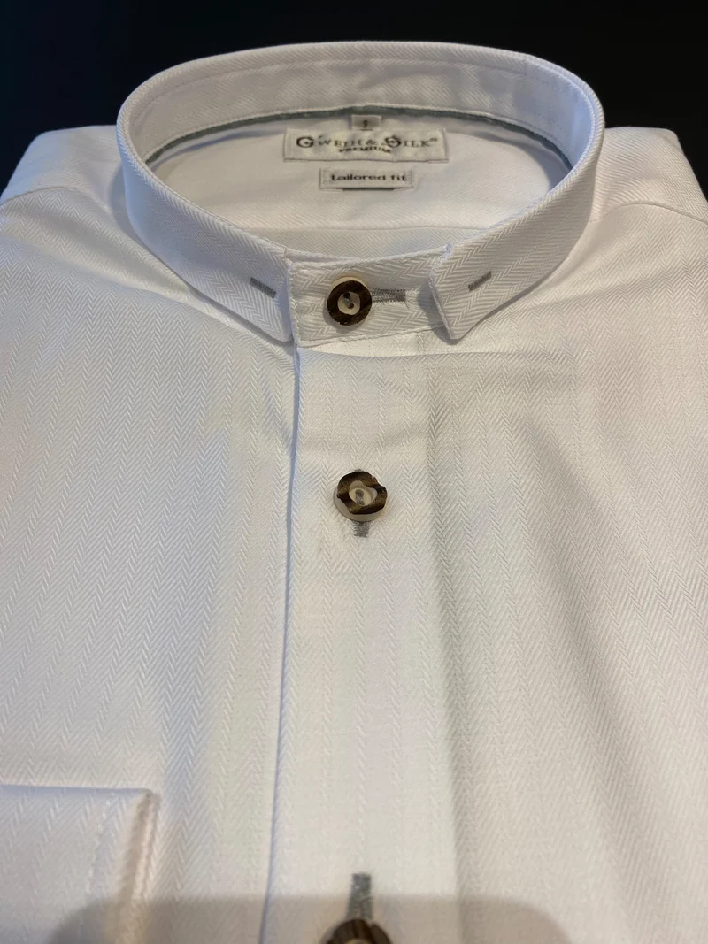 Trachtenhemd Langarm G´Weih & Silk Traunsee Stehkragen weiß