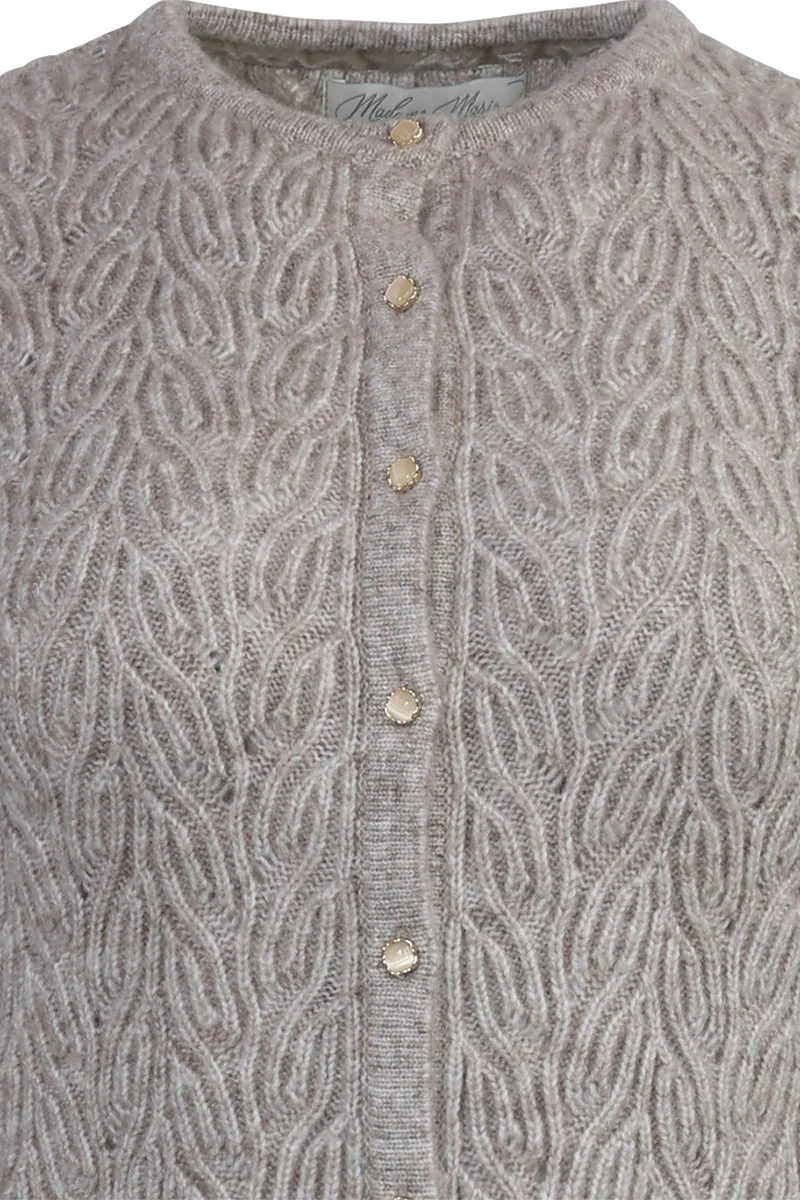 Damen Dirndljacke mit erhabenem Strickmuster - beige melange