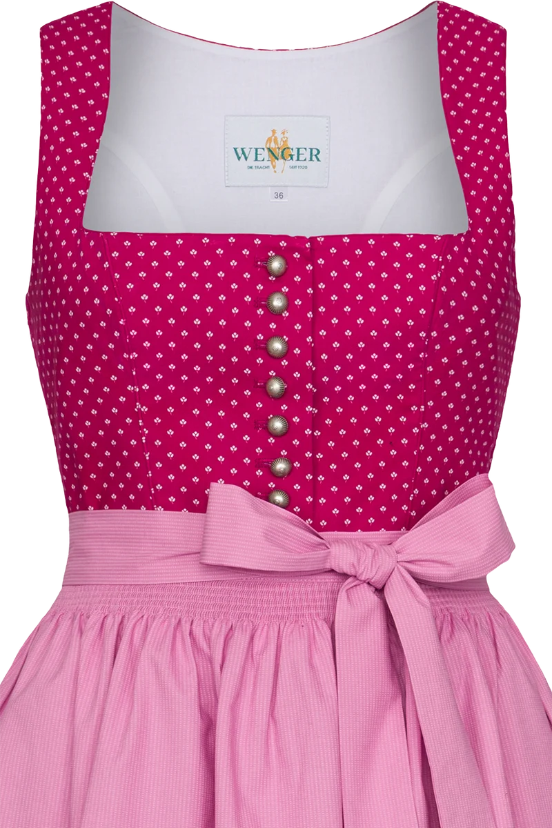 Baumwolldirndl lang mit eckigem Ausschnitt - beere
