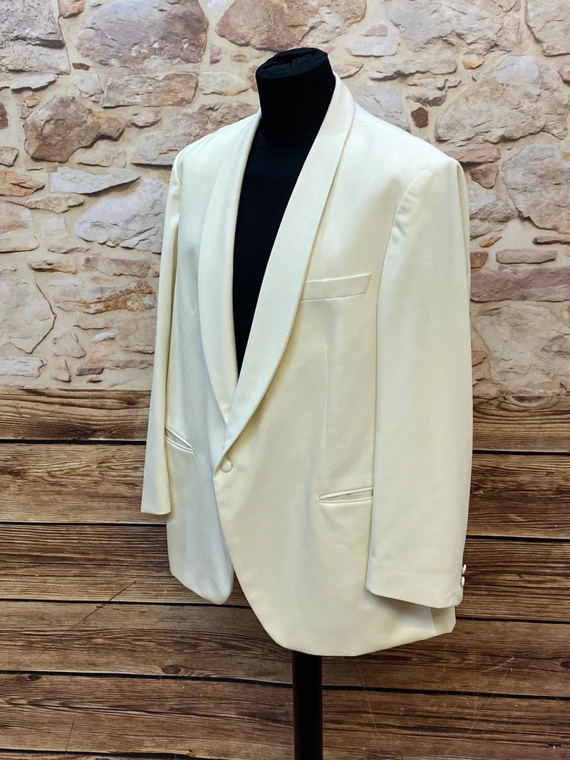 Vintage Dinner Jacket Wilvorst Creme Schurwolle Smoking Sakko Hochzeit Gr. 31