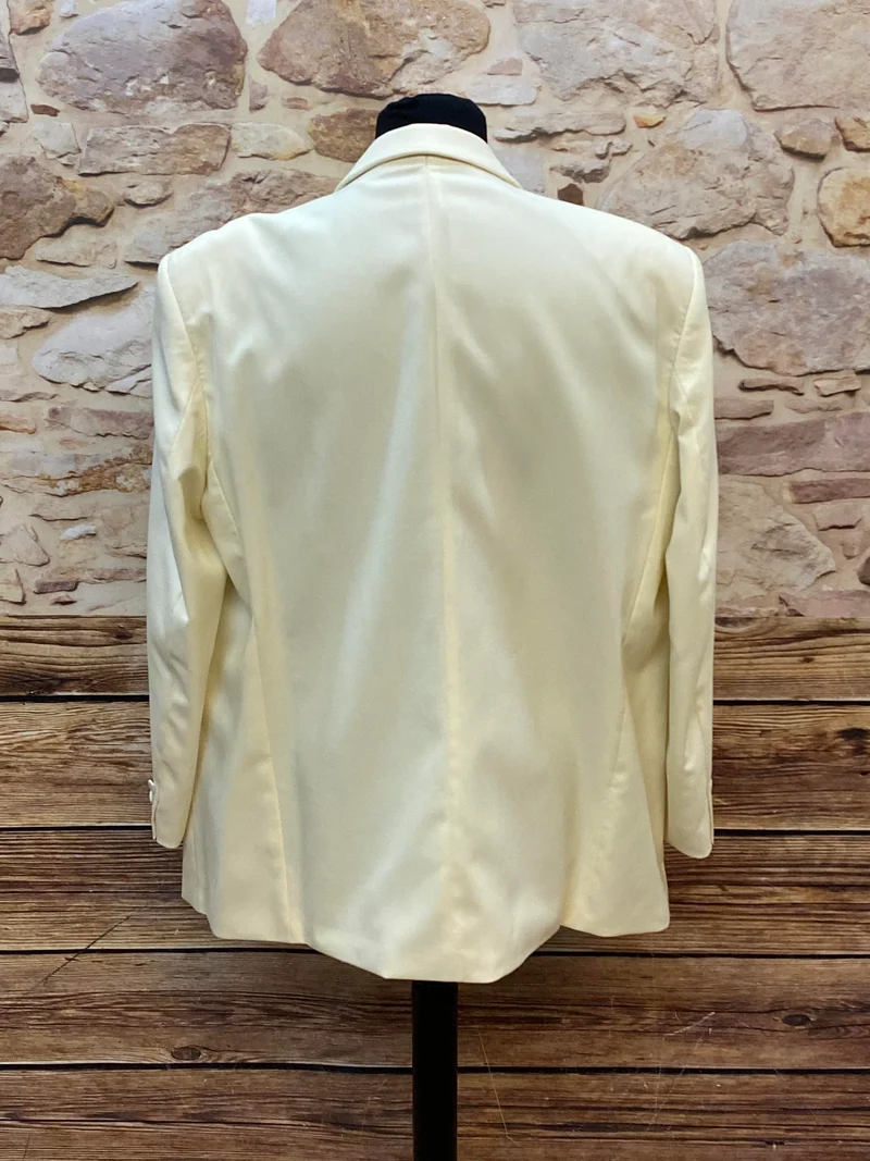 Vintage Dinner Jacket Smoking Sakko Creme Schurwolle Hochzeit Gr. 29