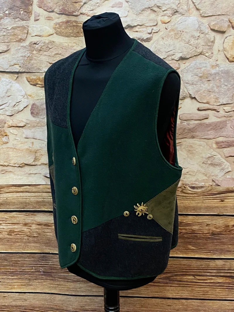 Vintage Trachtenweste Grün „Mode aus Salzburg“ Gr. 50 – Schurwolle