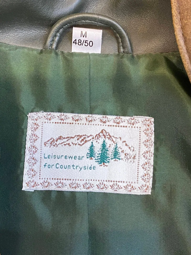Vintage Trachtenweste Herren Grün Lederlook Gr. 48