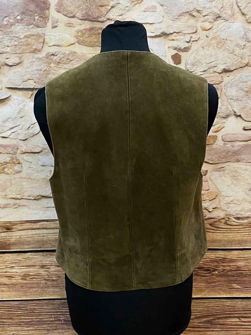 Vintage Trachtenweste Herren Leder Grün Gr. 46 Vintage
