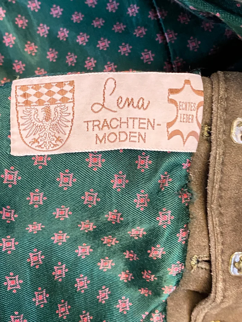 Vintage Trachtenweste Herren Leder Grün Gr. 46 Vintage