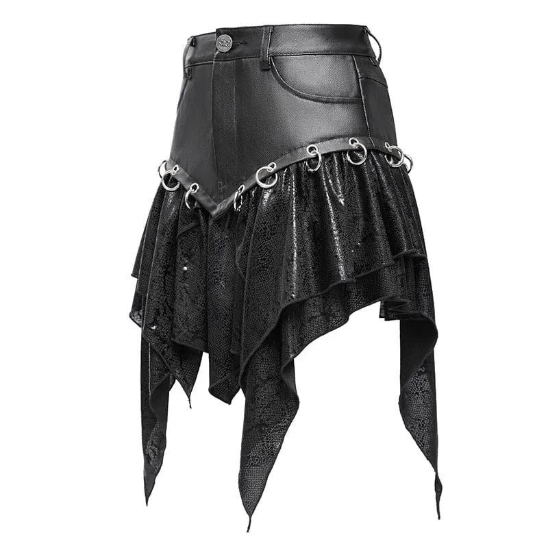 Unregelmäßiger Punk-Kurzrock mit hoher Taille für Damen