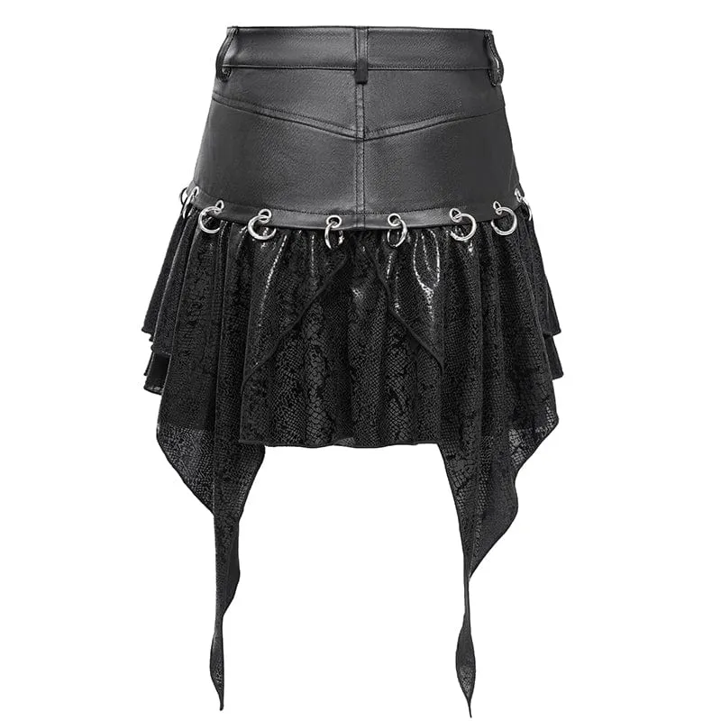 Unregelmäßiger Punk-Kurzrock mit hoher Taille für Damen