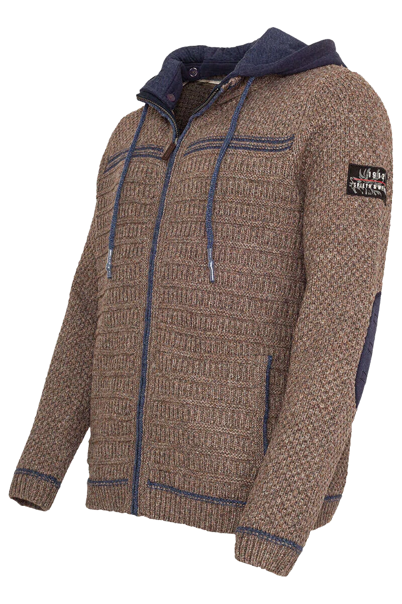 Sportive Herren Trachten Strickjacke mit Kapuze