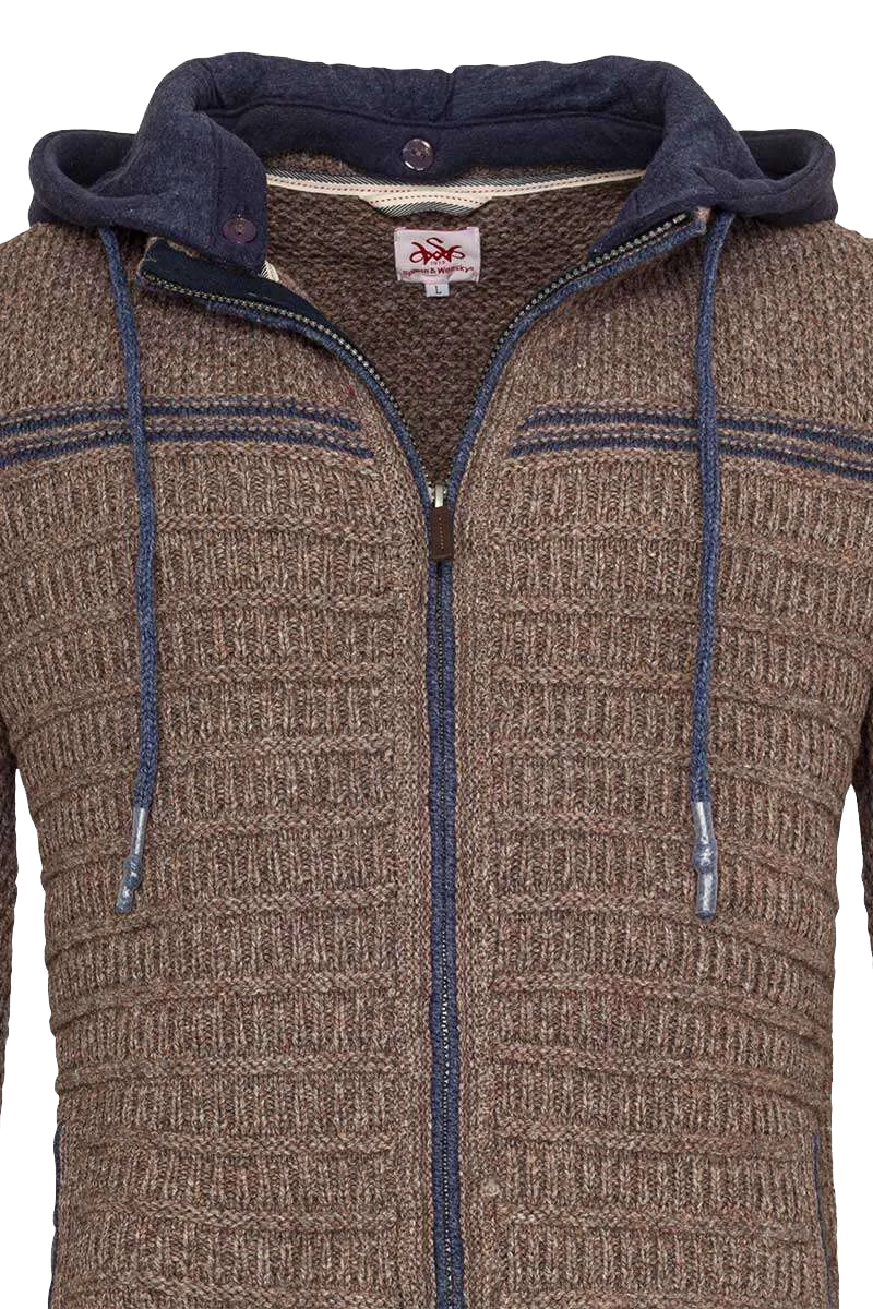 Sportive Herren Trachten Strickjacke mit Kapuze