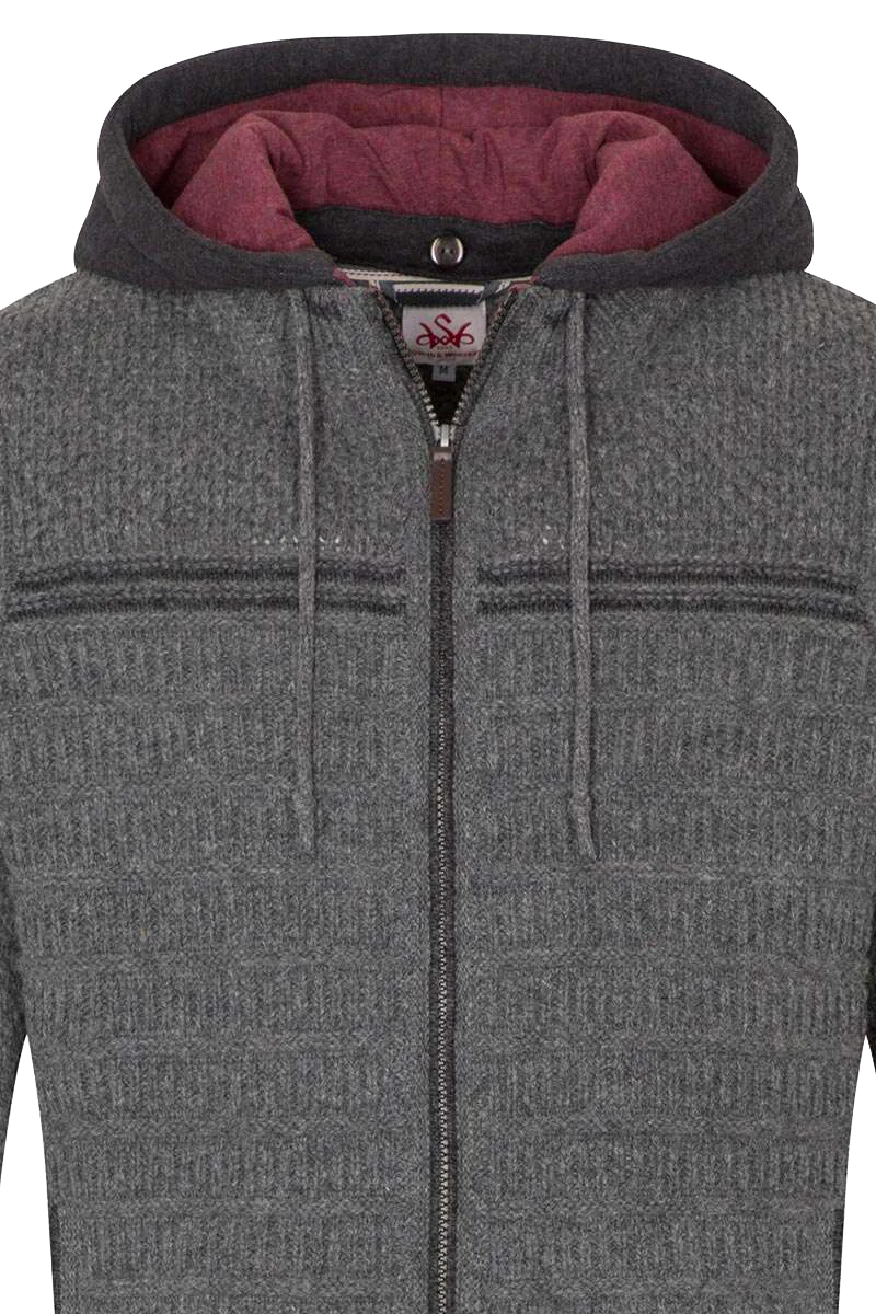 Sportive Herren Trachten Strickjacke mit Kapuze
