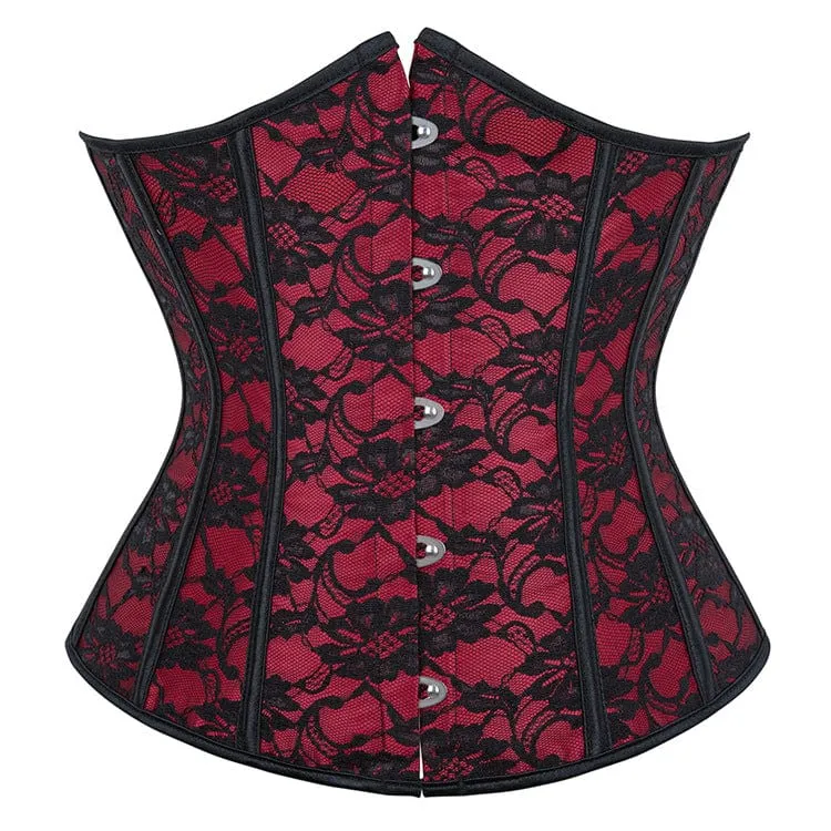 Damen Gothic Riemchen Blumenspitze Unterbrustkorsett
