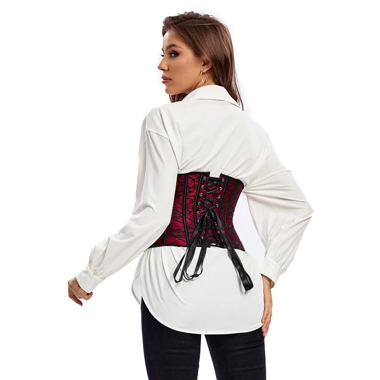 Damen Gothic Riemchen Blumenspitze Unterbrustkorsett