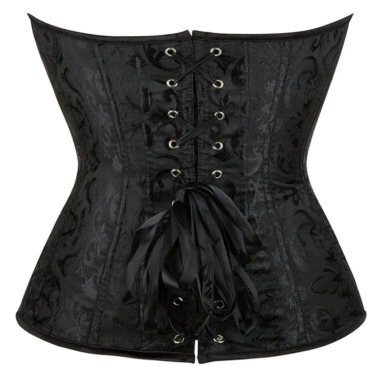 Gothic Riemchen Jacquard Reißverschluss Vollbrustkorsett für Damen