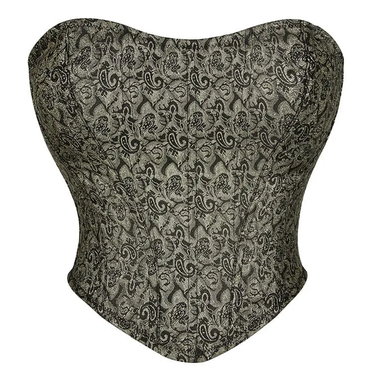 Gothic Jacquard Reißverschluss Vollbrustkorsett für Damen