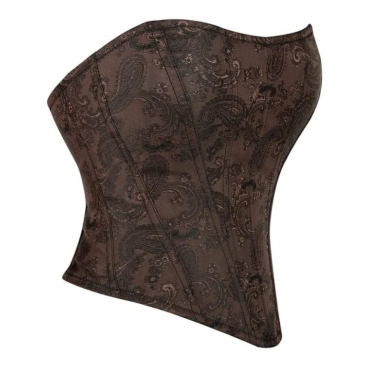Gothic-Blumendruck-Reißverschluss-Vollbrustkorsett für Damen