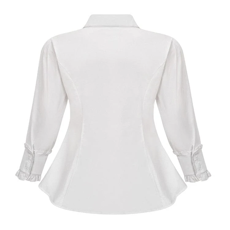 Schmal geschnittenes Gothic-Rüschenhemd für Damen