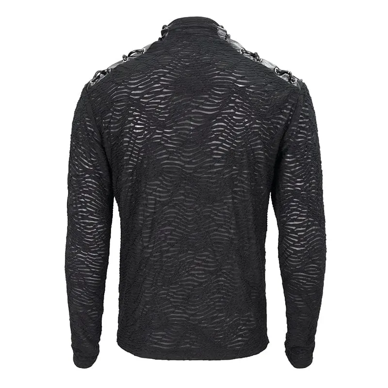 Herren Punk Strappy Star Zipper Distressed Shirt