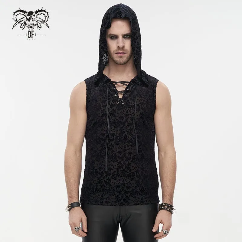 Herren Gothic Trägershirt mit Blumendruck und Kapuze