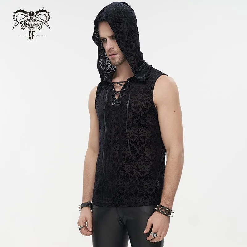 Herren Gothic Trägershirt mit Blumendruck und Kapuze