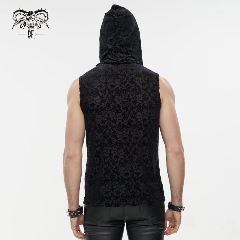 Herren Gothic Trägershirt mit Blumendruck und Kapuze