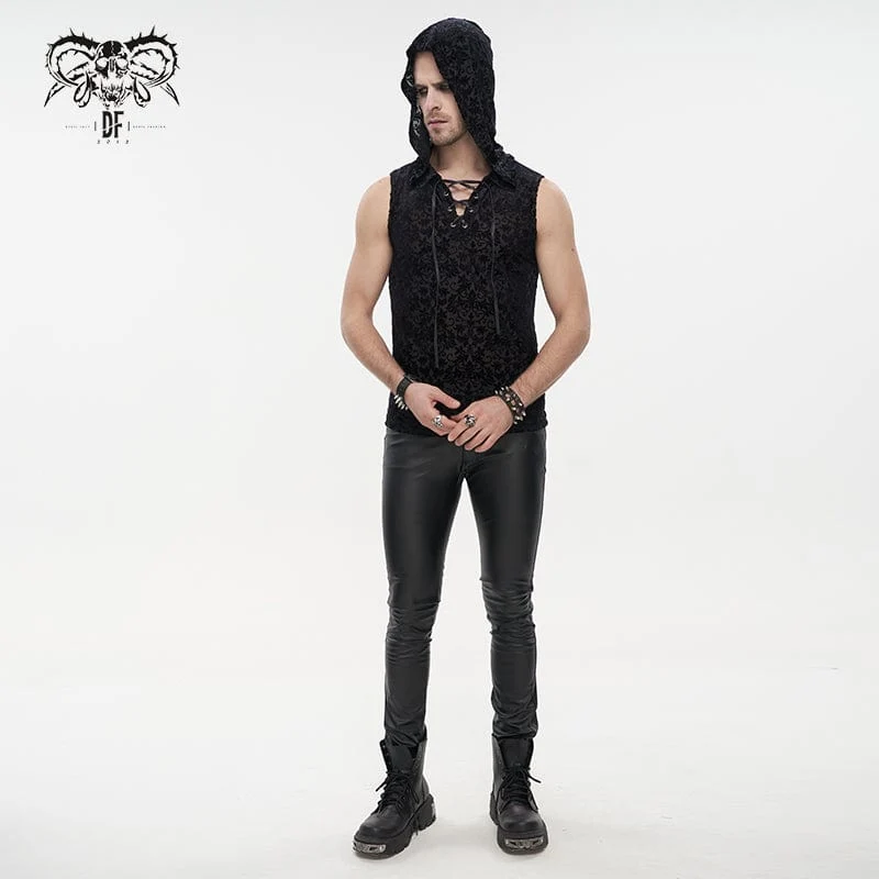 Herren Gothic Trägershirt mit Blumendruck und Kapuze