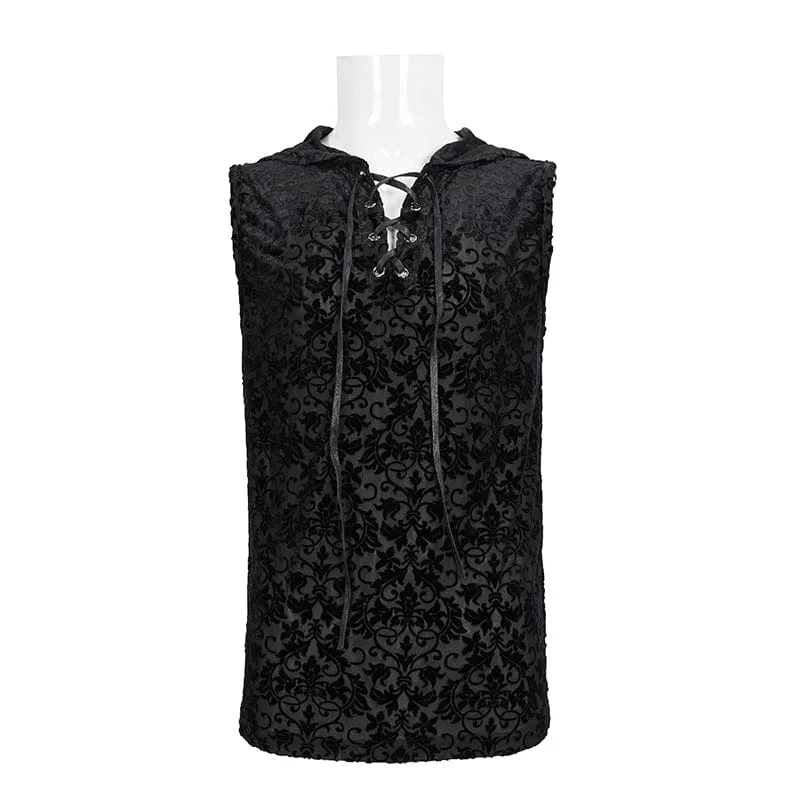Herren Gothic Trägershirt mit Blumendruck und Kapuze