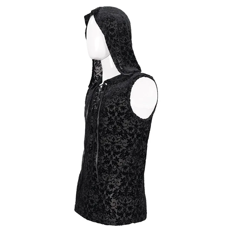 Herren Gothic Trägershirt mit Blumendruck und Kapuze