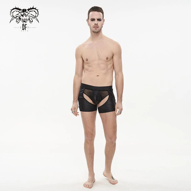 Herren Punk Cutout Mesh Splice Dessous