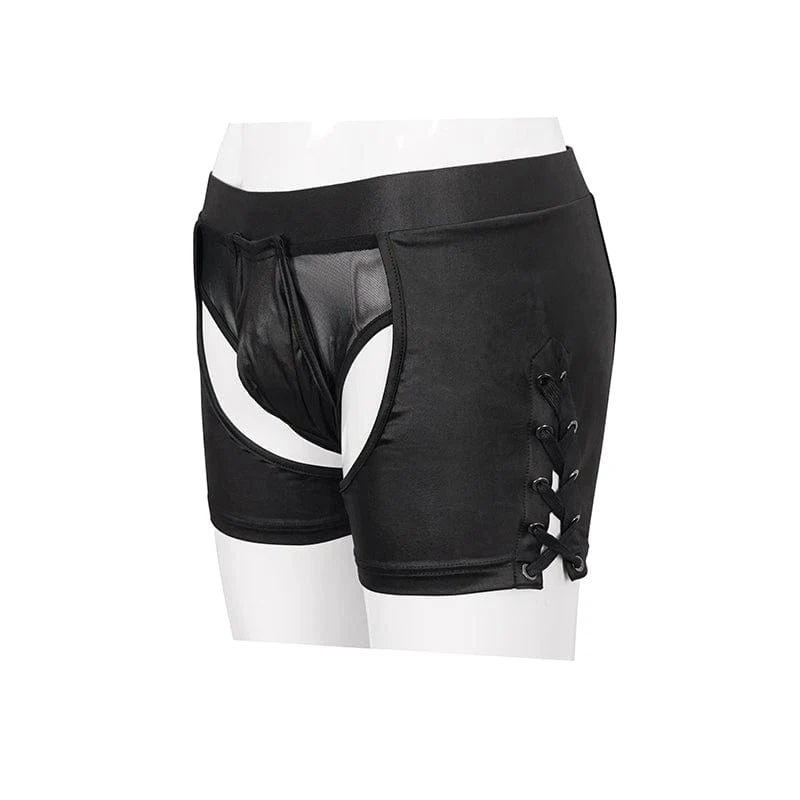 Herren Punk Cutout Mesh Splice Dessous