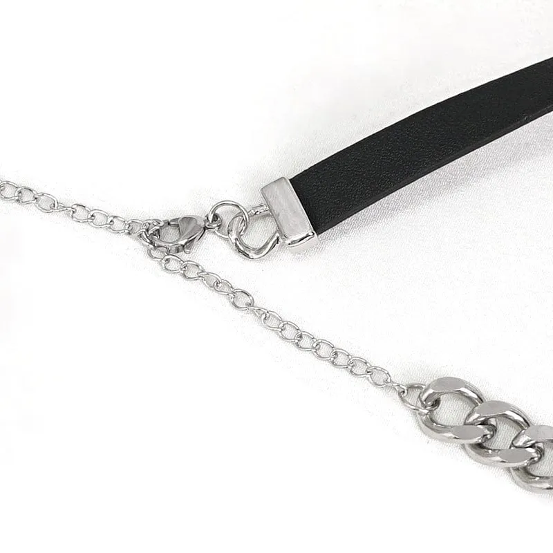 Damen Punk Spinnennetz Metallkette Choker