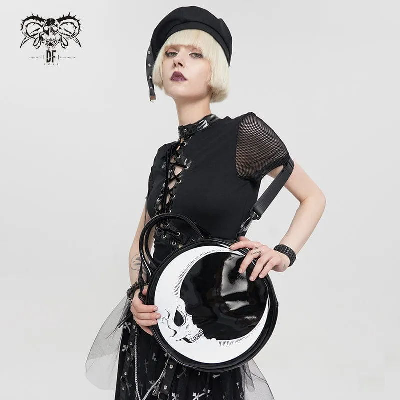 Damen Punk Moon Skull Faux Lackledertasche