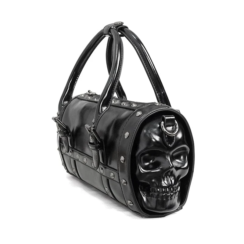 Damen Punk Skull Nieten Kunstleder Tasche